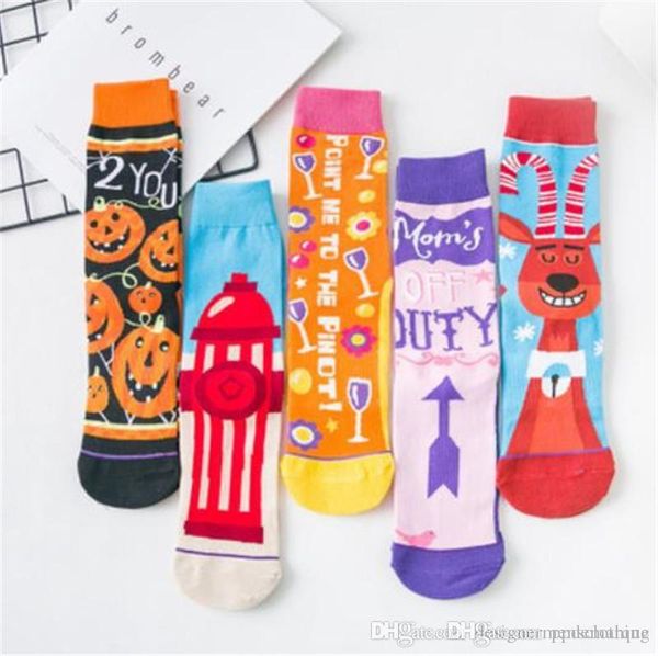 

halloween womens stockings casual long pumpkin deer printed christmas ladies socks fashion female hosiery, Black;white