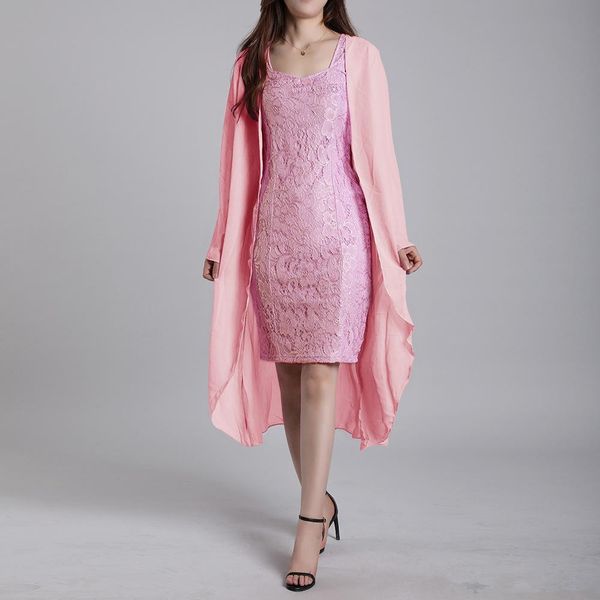 

2020 new lilac lace mother of the bride dresses suit with jacket long sleeve wedding party guest gown size, Black;red