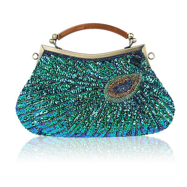 

vintage peacock dinner bag handmade bag pearl embroidery handbag shoulder diagonal cross