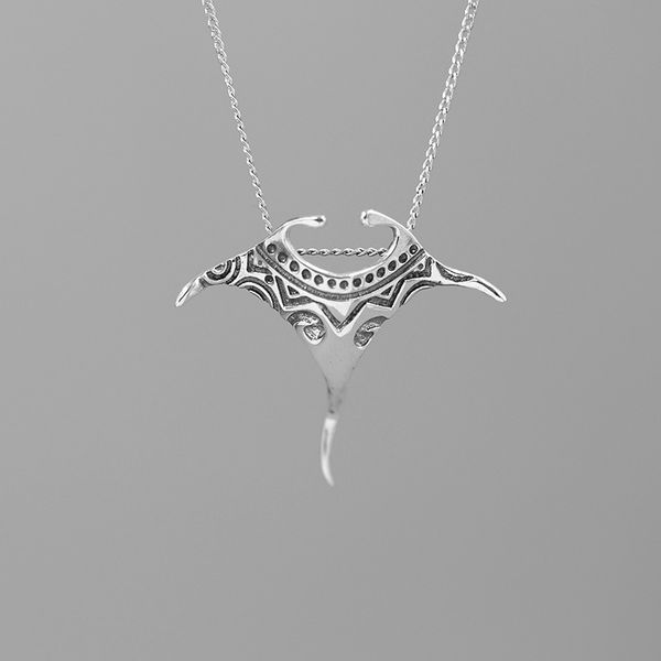 

inature vintage 925 sterling silver manta ray fish pendant necklace women men fashion jewelry gift