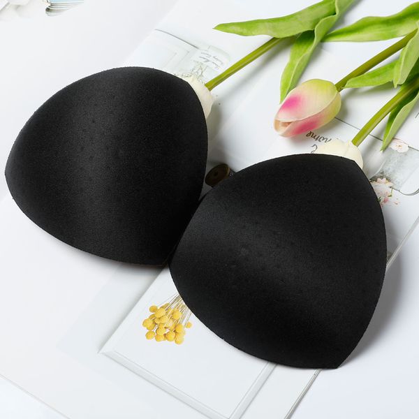 

women intimate accessories 10 pair/lot 3 color triangle sponge bra pad removable chest insert breast bra cups push up enhancers, Black;white
