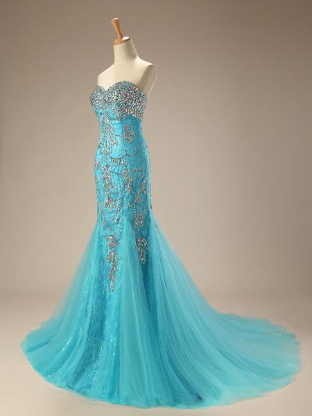 

luxury gorgeous black mermaid evening dresses wear sweetheart sweep train sparkling crystal beading lace formal prom dresses dh1827, Black;red
