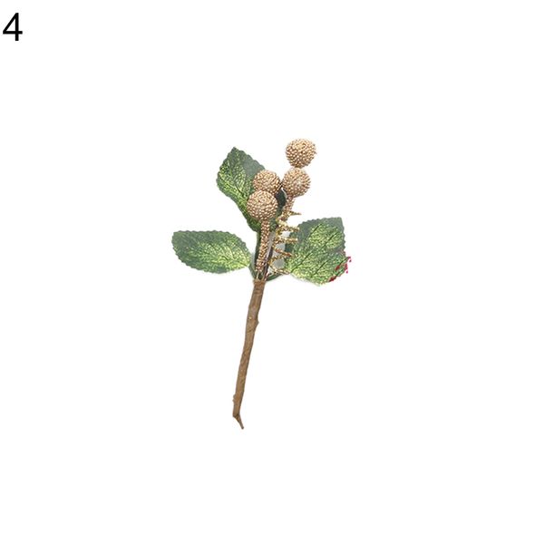 

1 branch diy wreath christmas artificial flower berries stamens bows crafts party decoration