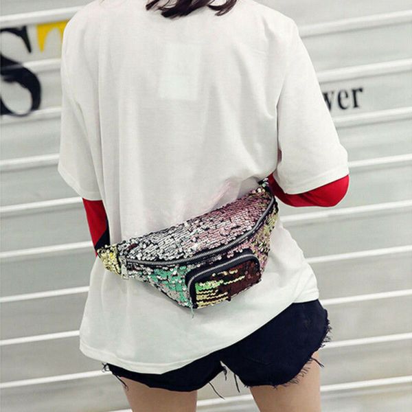 

women girls sequins glitter waist bag fanny pack pouch hip purse girlfriend gift fashion cool coin crossbody shouder waist pack