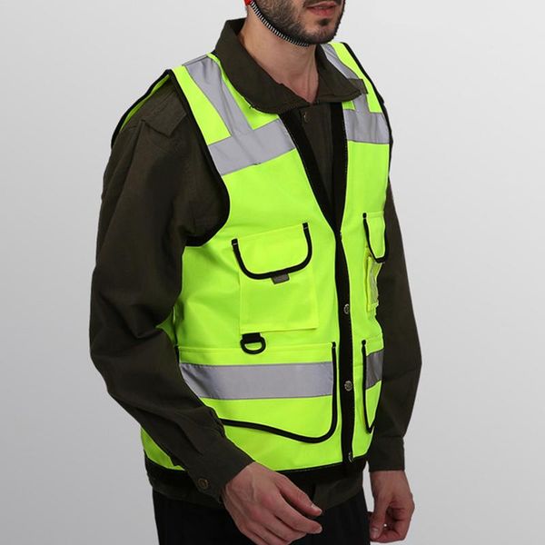 

outdoor night riding running hi-vis safety yellow vest reflective jacket security waistcoat for outdoor reflective jacket vest, Black