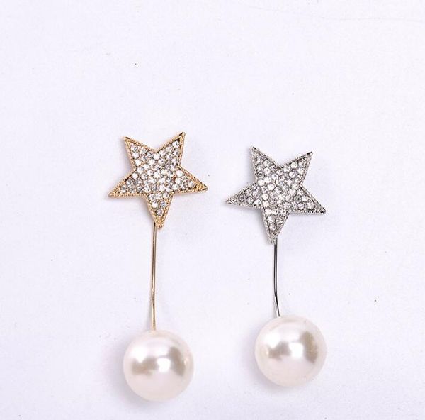 

fashion- korean version of the personality of the new fashion five-pointed star diamond brooch autumn and winter temperament wild simple, Gray