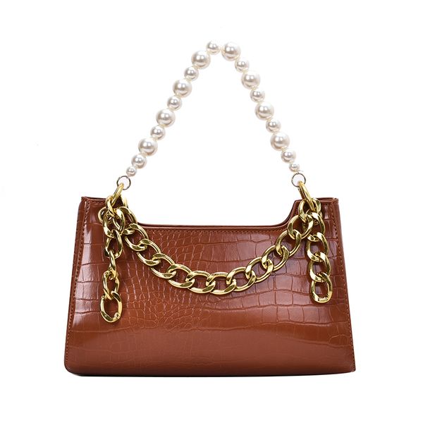 

fashion crocodile chain pearl carrying women's shoulder messenger bag bags for women 2020 sac a main crossbody bags for women