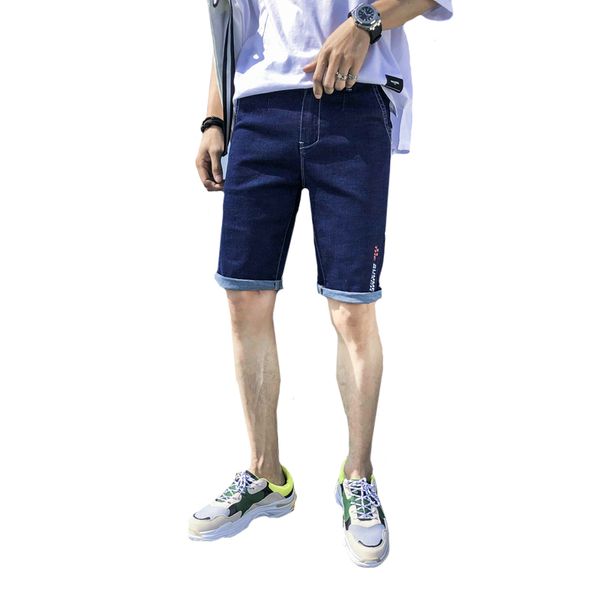 

men short jeans new summer male solid color cotton holes denim shorts casual knee length light blue jeans shorts 813