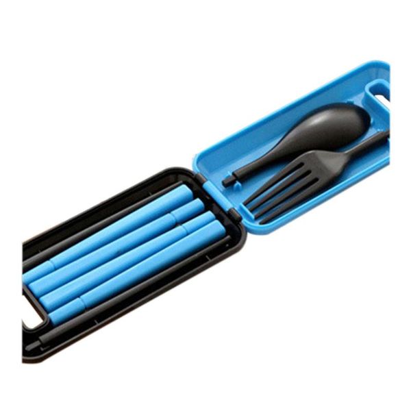 

plastic portable tableware folding tableware chopsticks fork spoon three piece set for camping hiking picnic travel tool kit