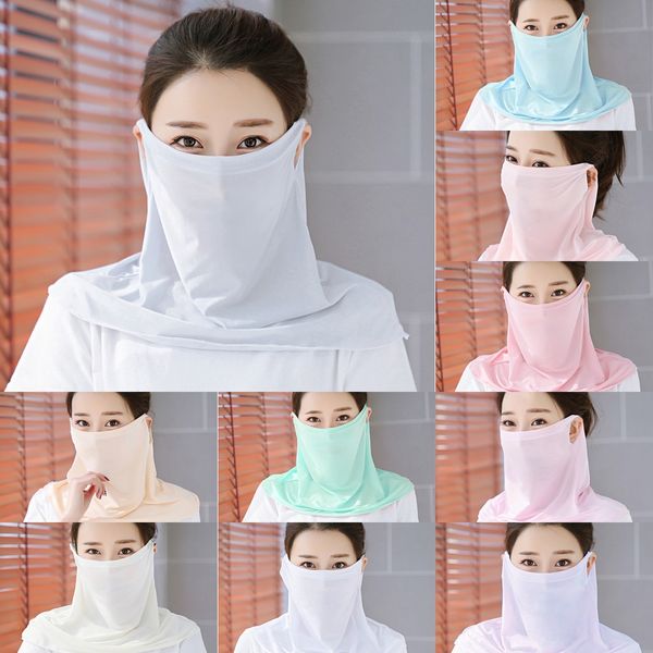 

ijfsg silk scarf protection cycling hiking uv windproof face mask outdoor climbing scarf ski headwear, Black