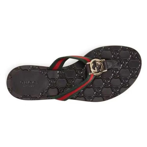 

with box 2018 slides summer luxury designer beach indoor flat g sandals slippers house flip flops with spike sandal, Black