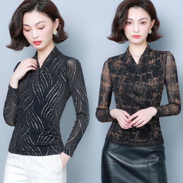 

f5220 2019 new autumn winter women fashion casual chiffon shirt women blouse streetwear, White