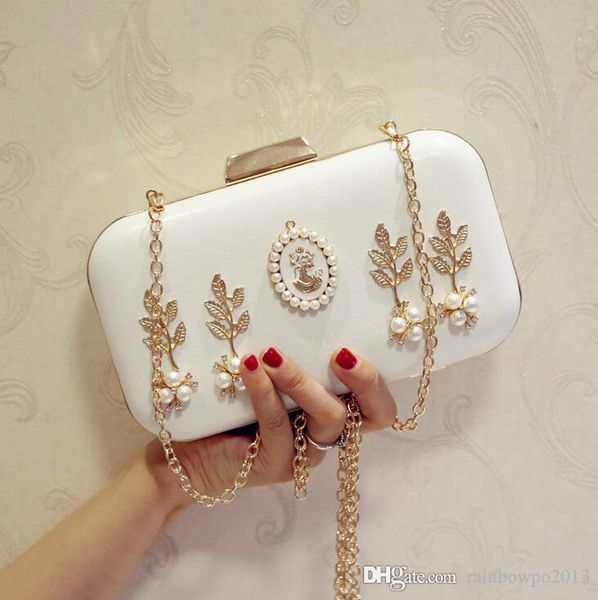 

factory brand package exquisite high-end banquet diamond hand bag fashion diamond leather evening bag in vain woman lovely pearl chain bag