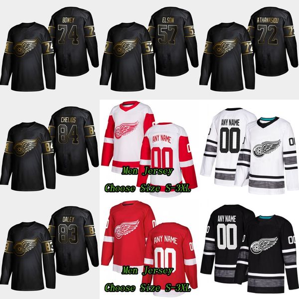 

2019 Golden Edition Detroit Red Wings 74 Madison Bowey 83 Trevor Daley 57 Turner Elson 72 Andreas Athanasiou 84 Jake Chelios Jersey