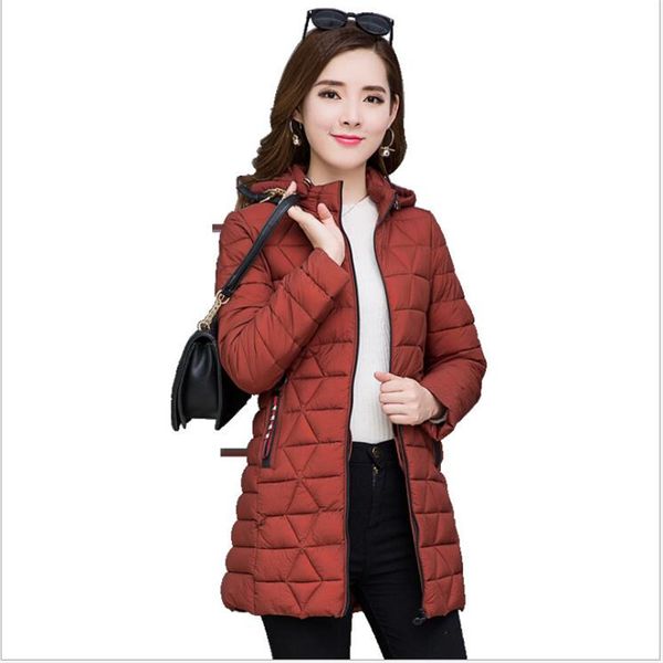 

women parkas 2019 winter coat female warm middle-long slim hooded autumn jacket women outwear parkas 6xl g144, Tan;black