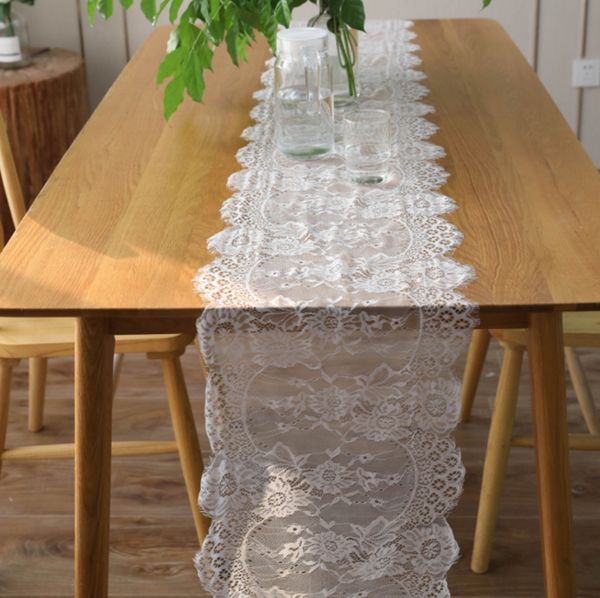 Floral Lace Table Runner Set - Modern Wedding & Home Decor with Chair Sash & Key Points: Birthday, Party, Hotel