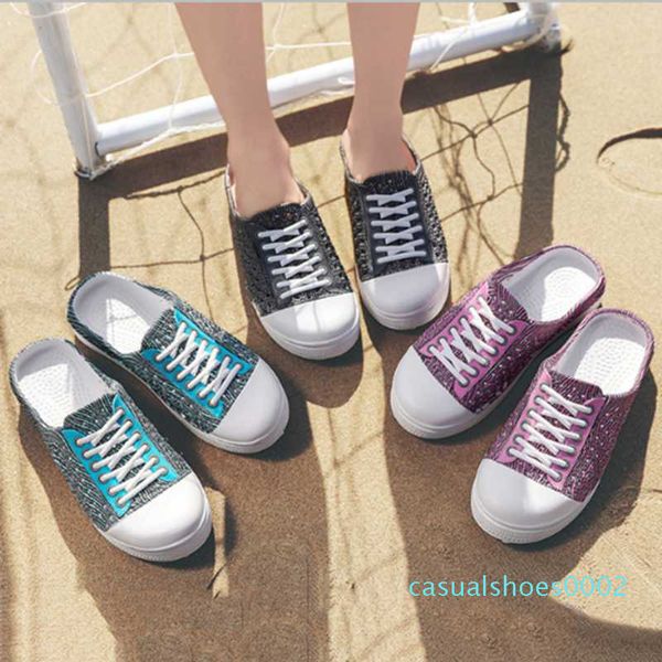 

women wear slippers design new trend summer cool casual shoes non-slip soft bottom students without heels lazy board shoes, Black