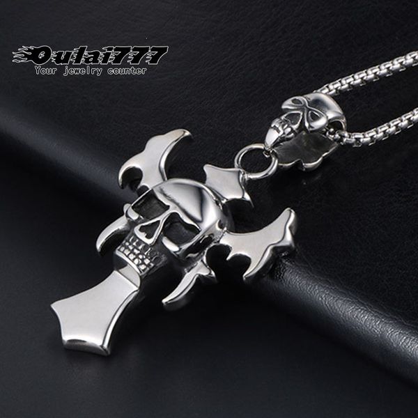 

2019 wholesale stainless steel necklace punk jewelry pendants chain long men necklaces personalized mens man shantou chokers, Silver