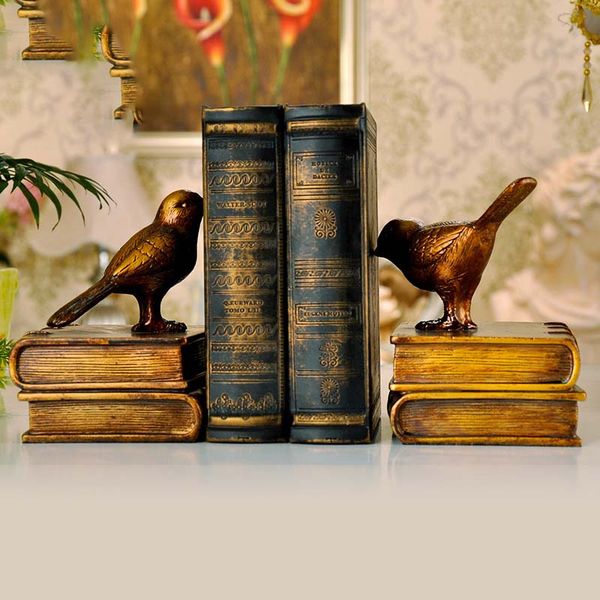 2019 Retro Bird Bookends Crafts Fake Book Bedroom Cabinet