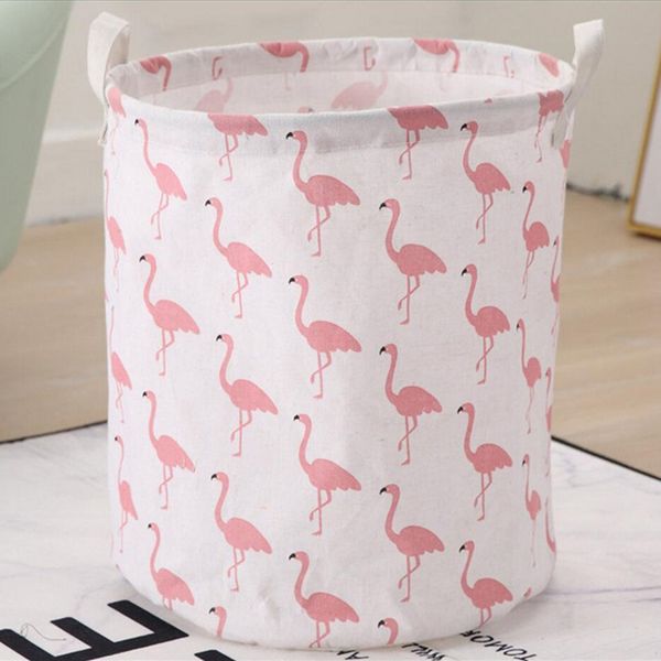 

flamingo bird folding storage basket box clothes sundries toy laundry portable hanging linen bucket cartoon home storage organizer