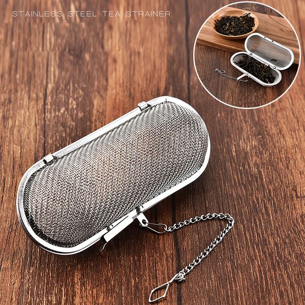

creative rectangle tea infuser with hanging hook pratical herbal spice bag tea filter reusable stainless steel mesh tea strainer