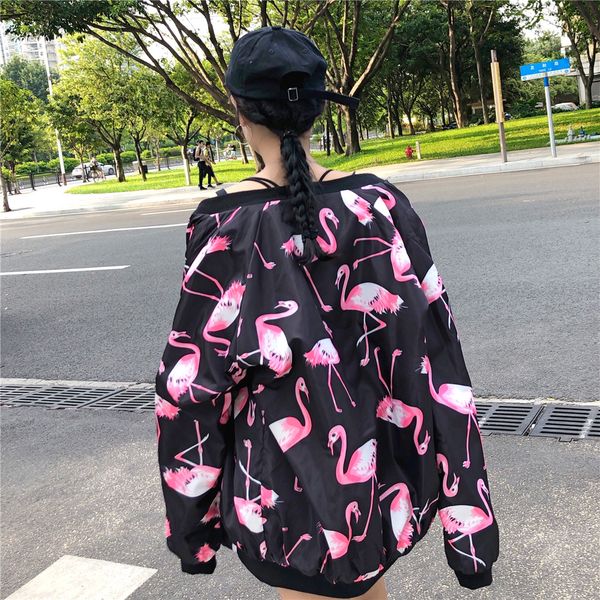

2018 loose harakuju women basic coats cotton autumn and winter thicking bomber jacket womens (m1999, Black