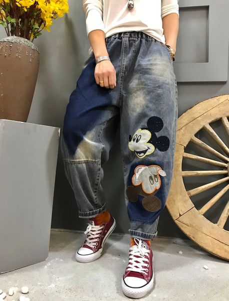 

navy blue white black feer harlan cowgirl baggy pants cotton trousers bk4407