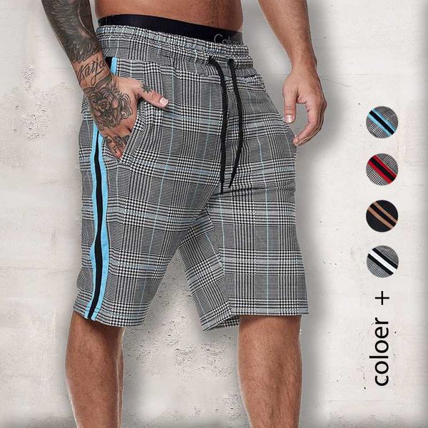 

2020 summer mens shorts casual plaid shorts male fashion style leisure beach for bussiness plus size, White;black