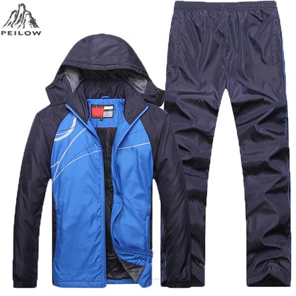 

men winter tracksuits men's set thicken fleece jacket + pants suit sweatshirt style hoodie mens sporting suits kawaii size l~5xl, Gray