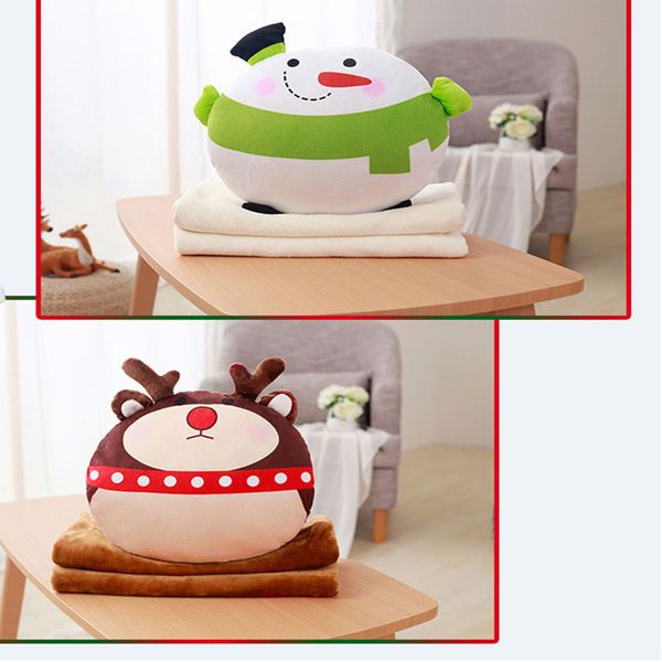 

creative christmas gift three-in-one warm handkerchief air conditioning blanket santa claus elk ssnowman pillow cushion 20