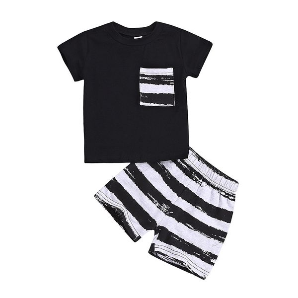 

2pcs infant boys shorts set toddler boys wild one baby bear/stripes shorts summer cool clothes set playwear pajamas suit, White