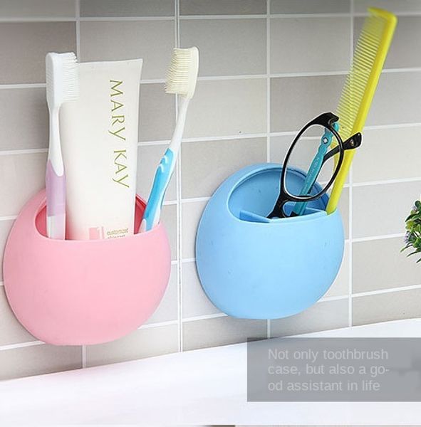 

creative multi-functional bathroom kitchen suction cup sundries storage rack oval powerful suction cup dental storage rack