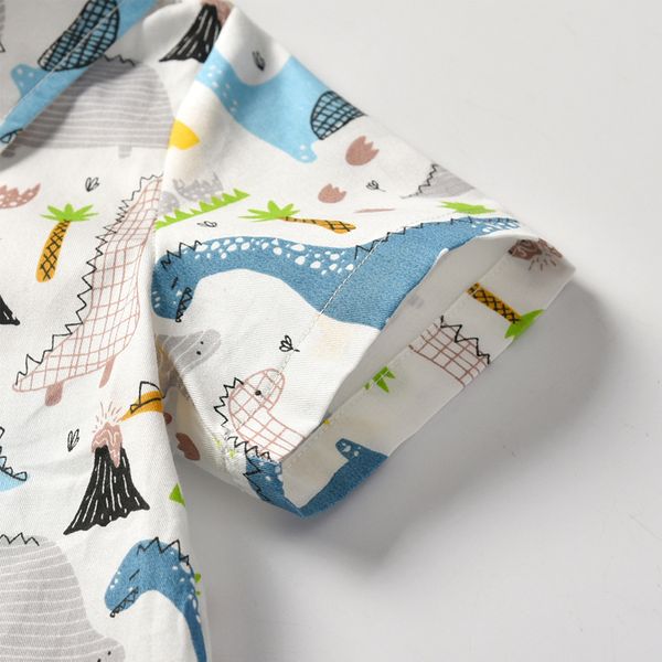 

baby boys shirts short sleeve summer 2019 cartoon shirt for boy dinosaur print children shirt toddler boy child clothes 1-6 year, White;black