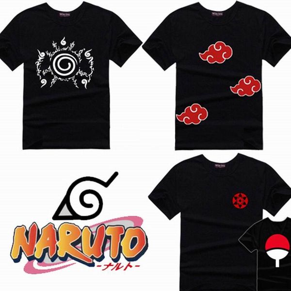 

naruto t-shirt anime t shirt akatsuki kakashi gaara hokage uchiha itachi sasuke sharingan summer men child gift tshirt s - xxl cosplay wears, White;black