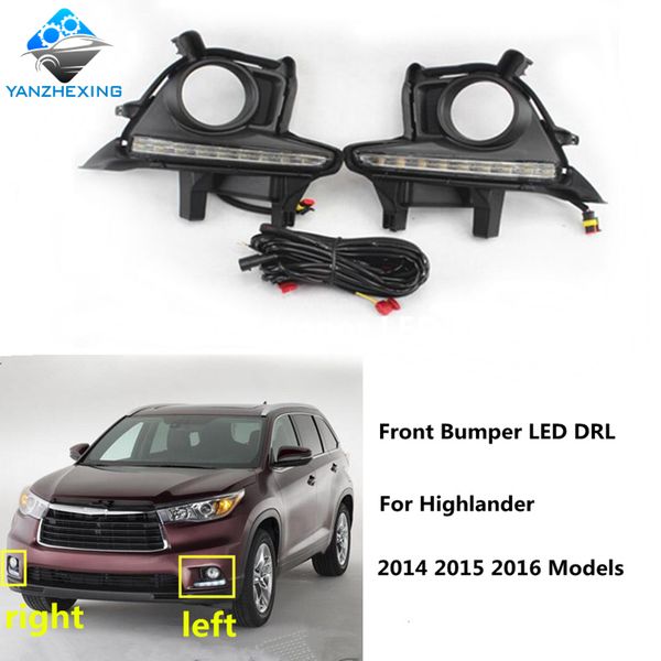 

brand new high-quality front bumper led light drl for highlander 2014 2015 2016 led daytime running fog lamp