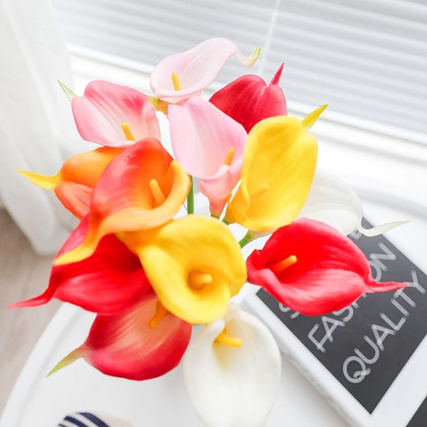 

10 pieces/lot simulation calla lily bunch of fake flower table decoration plastic decorative flower garden floor bouquet