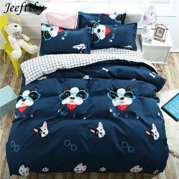 

home textiles bedding set girl kid 3/4pcs bedlinen cartoon cute dog duvet quilt cover pillowcase flat bed sheet king twin full