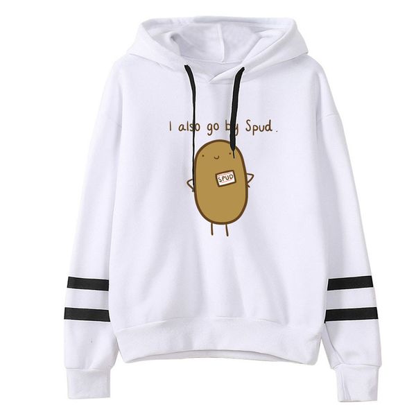 

women i also by spud print stripe round collar long sleeve sweatshirt drawstring broadcloth pullover solid polyester xj, Black
