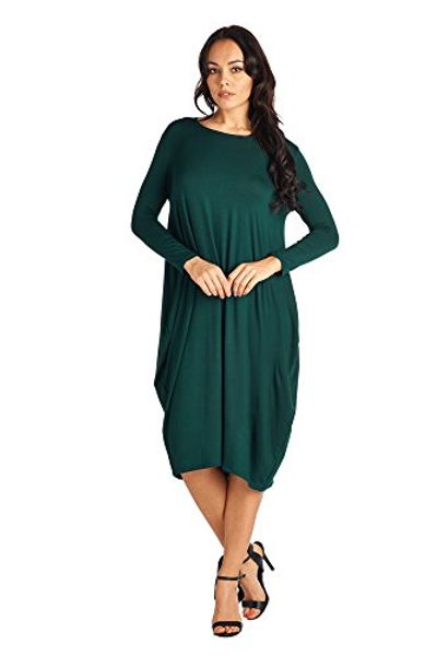

82 days women's various styles comfortable jersey mid long dresses, Black;gray