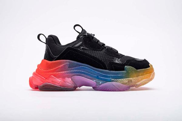 

dad shoes paris 17fw triple-s sneakers men/women rainbow color black running shoes cushion shoes szie 35-45