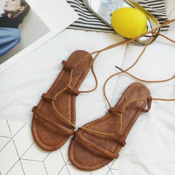 

women sandals nice new summer women shoes casual lace up feminino flats sandalias femininas fashion sandals, Black