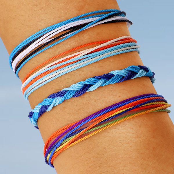 

4 pcs set new fashion handmade mixed color rope woven vsco girl friendship bracelet colorful boho adjustable anklets jewelry for women girls, Black