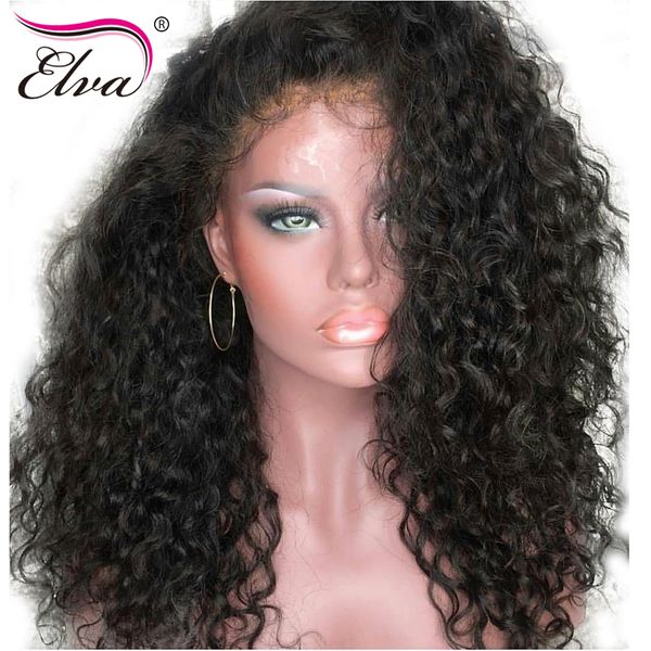 

elva hair 13x6 lace front human hair wigs for black women 150% density brazilian remy curly wigs pre plucked with baby