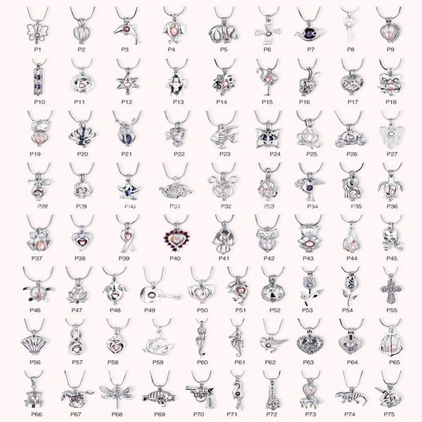 

10pcs/lot 75 styles fashion lovely pearl cage pendants open beads locket charm mountings diy jewelry in bulk wholesale, Silver
