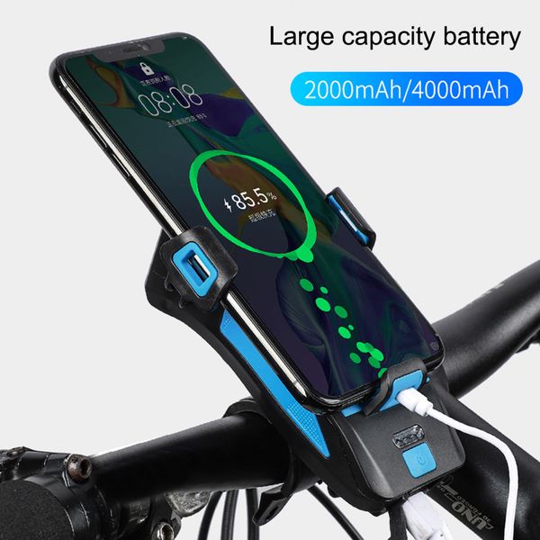 

4-в-1 multifunciton фронт велосипедов света мобильный питания мобильный телефон владельца хорн-маунтин-роуд велосипед велоспорт оборудование