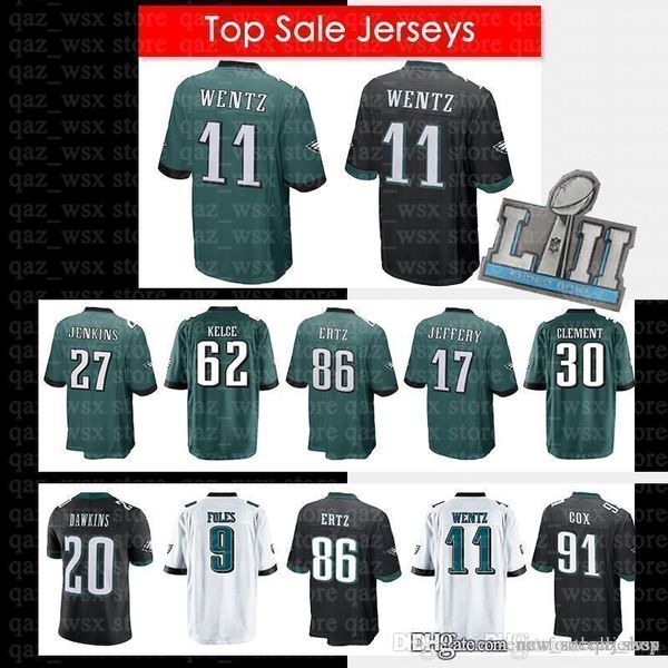 

11 car on wentz jer ey 10 jack on philadelphia eagle 86 zach ertz uper bowl 17 al hon jeffery 20 brian dawkin 9 fole 20 dawkin