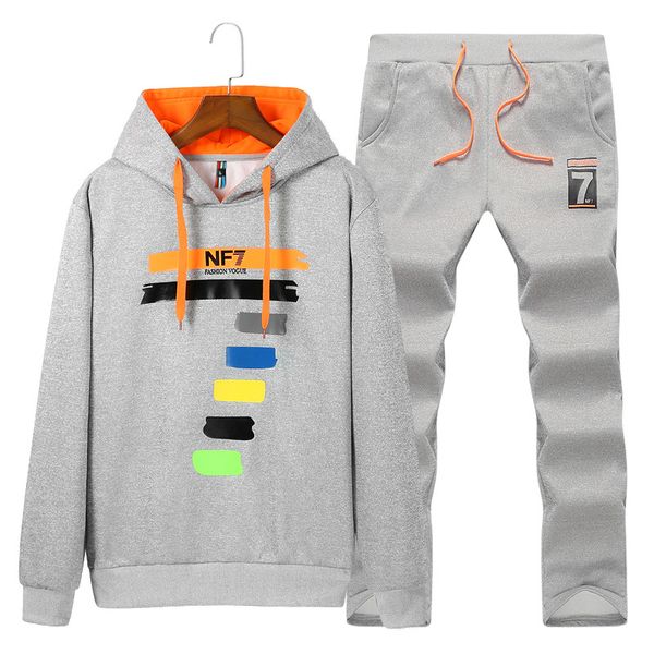 

new men's baseball suit sweatshirts men hooded hoodies digital printing outwear tracksuit sweatpants male plus size, Gray