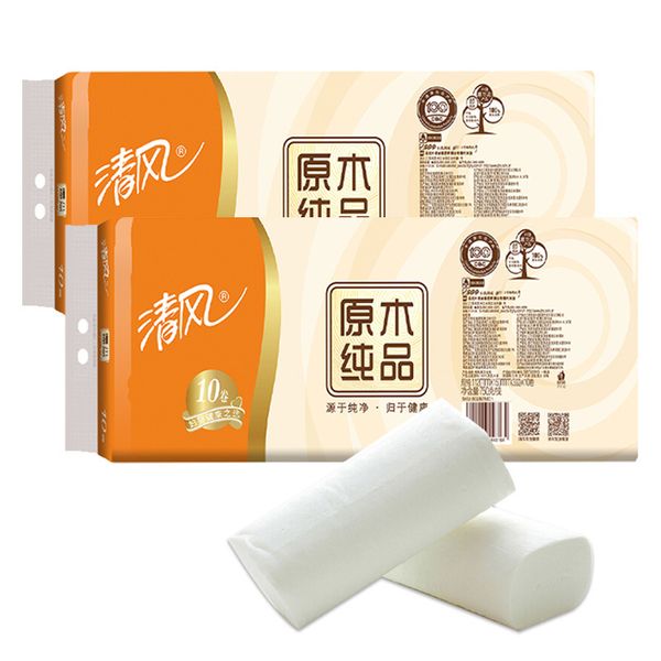 

wood pure coreless roll paper 3 layers 75g / roll toilet paper 10 rolls 1