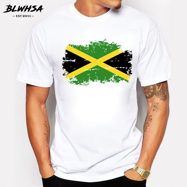 

blwhsa jamaica flag t shirt men summer short sleeve cotton brands design t-shirts funny jamaica national flag men clothing, White;black