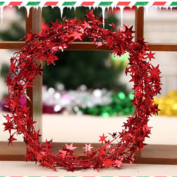 

christmas tree decorations 6 colors 7.6m christmas decor colored strips iron wire five star pattern party ornaments